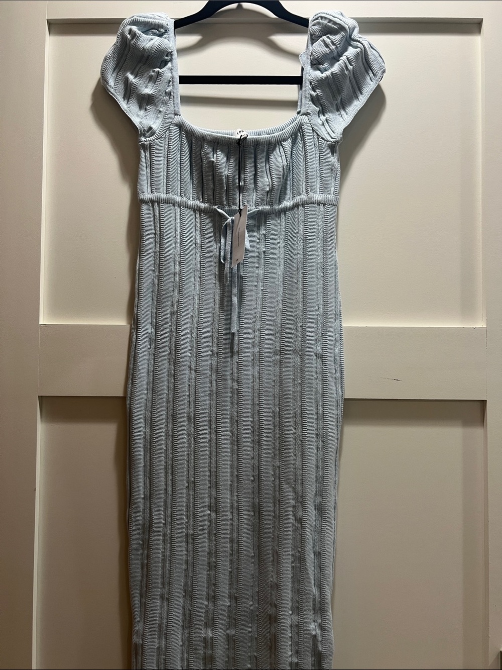 NWT Revolve LPA Coco Dress Light Blue Ribbed Midi Dress with Square Neck - Picture 4 of 6